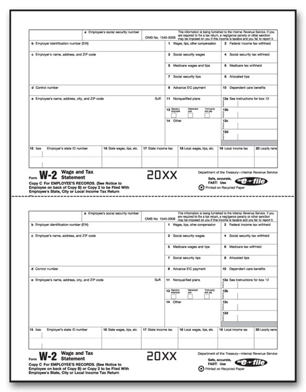 W-2 Tax Forms